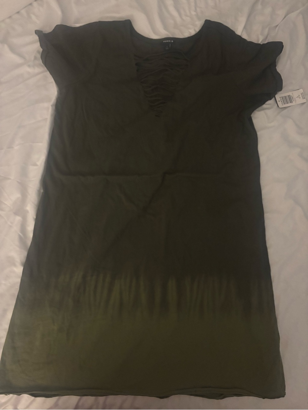 torrid Olive Lace-Up Front Tunic Dress